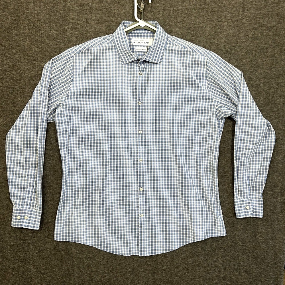 Mizzen+Main LS Dress Shirt Leeward Men's XL Standard Fit Performance Gingham